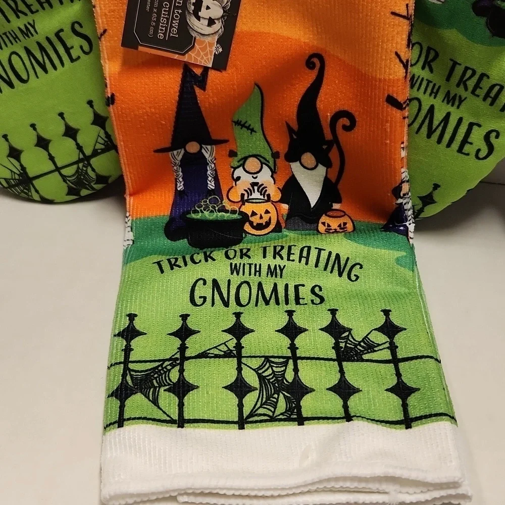 Halloween Kitchen Towels Gnomes